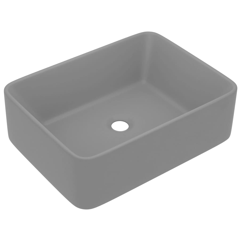 Luxury bathroom sink, light grey matt, 41x30x12 cm, ceramic