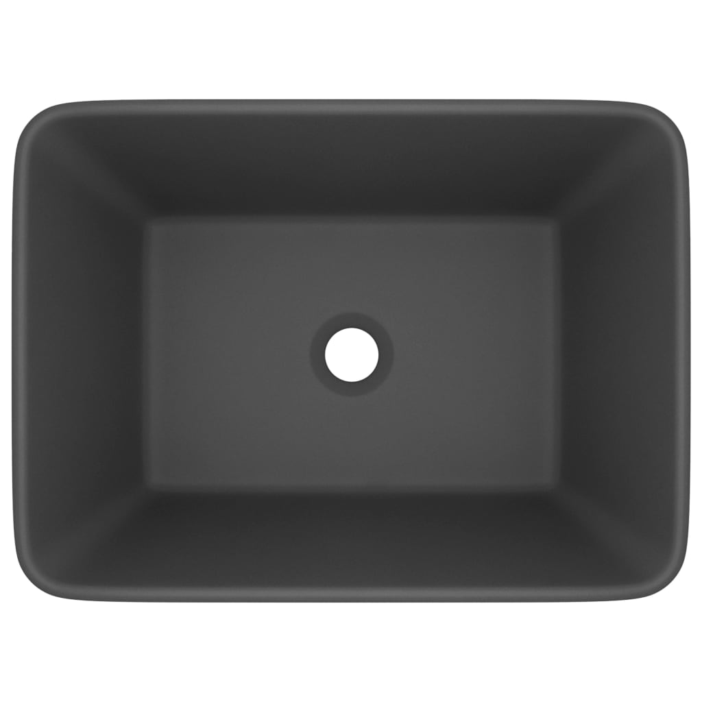 Luxury bathroom sink, dark grey matt, 41 x 30 x 12 cm, ceramic