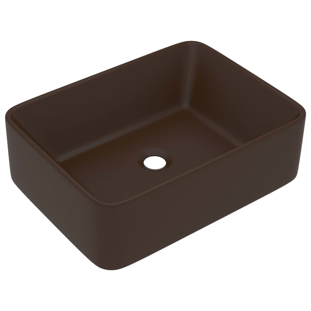 Luxury bathroom sink, light brown matt, 41x30x12 cm, ceramic