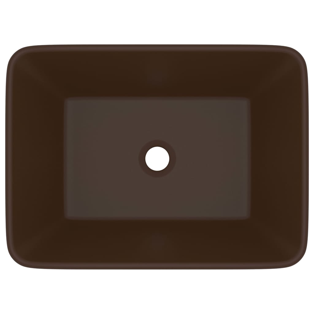 Luxury bathroom sink, light brown matt, 41x30x12 cm, ceramic