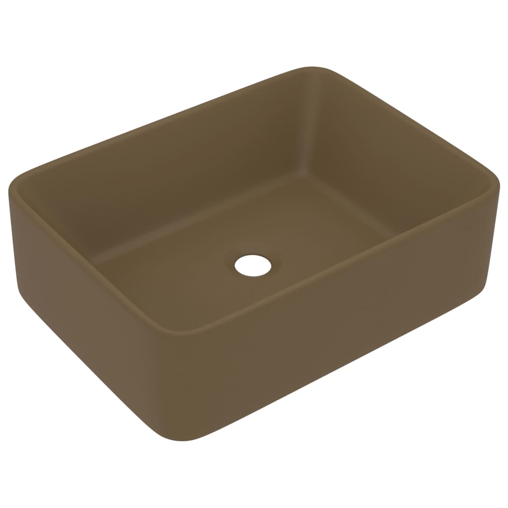 Luxury bathroom sink, matte cream, 41x30x12 cm, ceramic