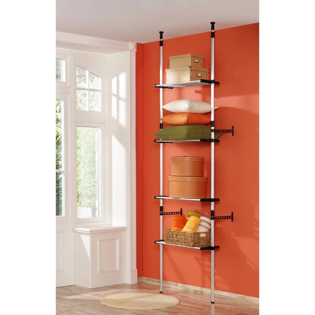 Telescopic wardrobe system with shelves, aluminum