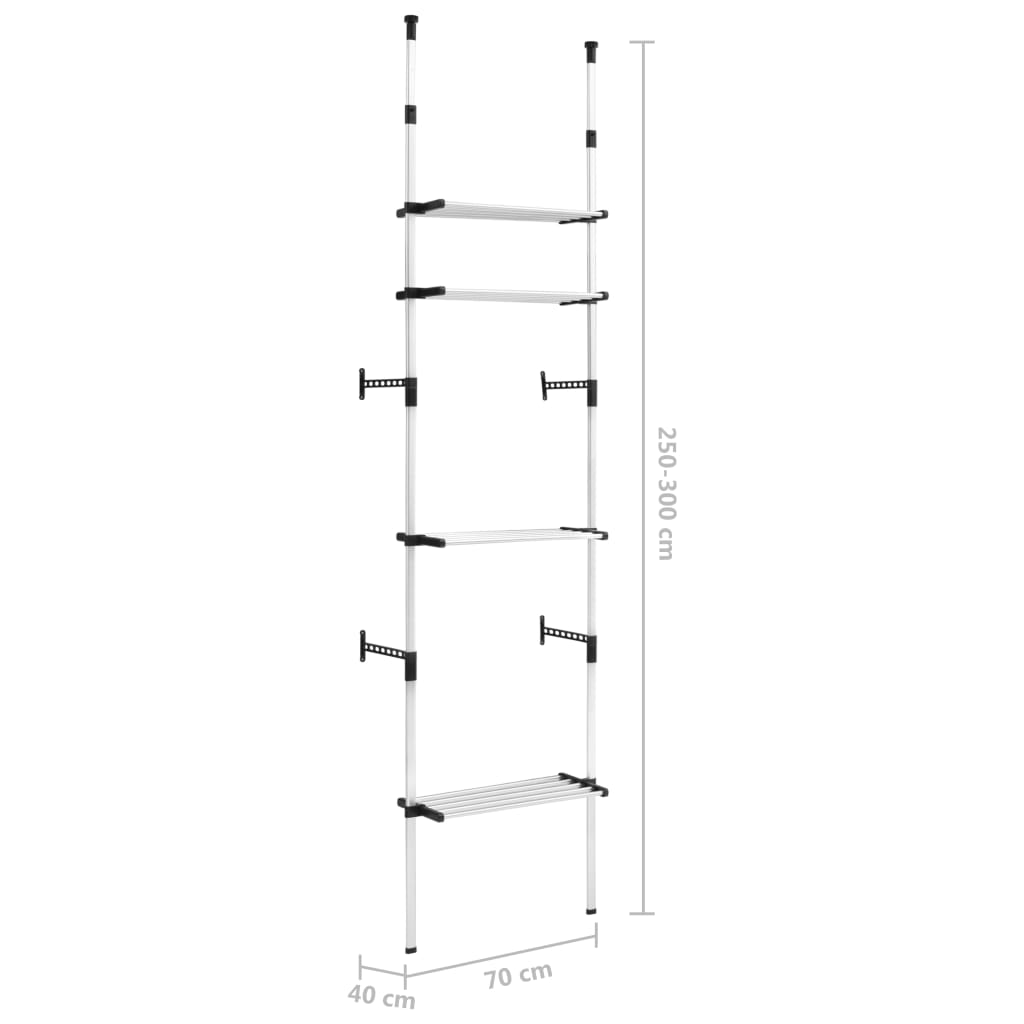 Telescopic wardrobe system with shelves, aluminum