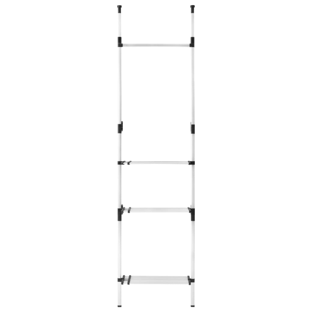 Telescopic wardrobe system, with rails and shelf, aluminum