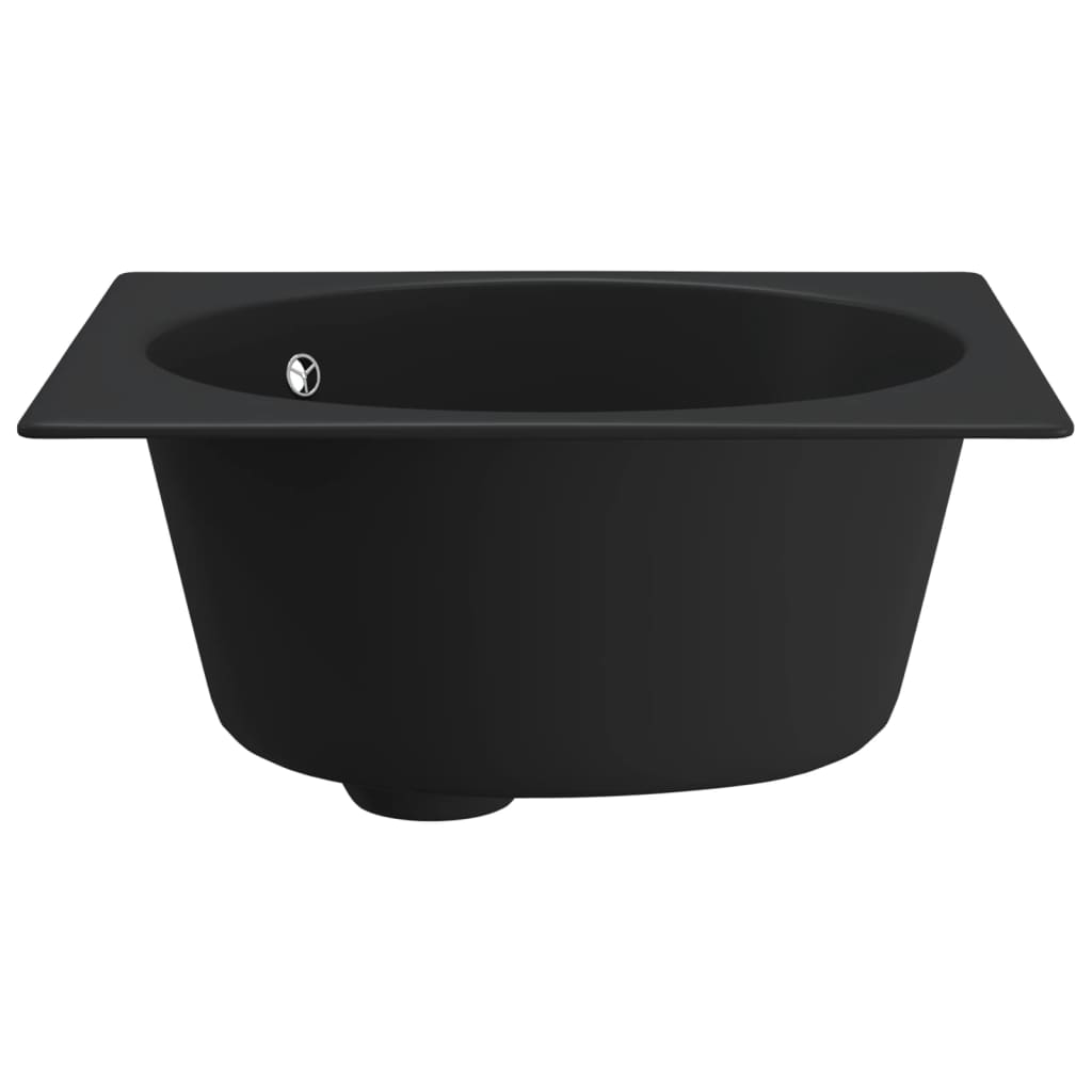 Kitchen sink with overflow, black, granite