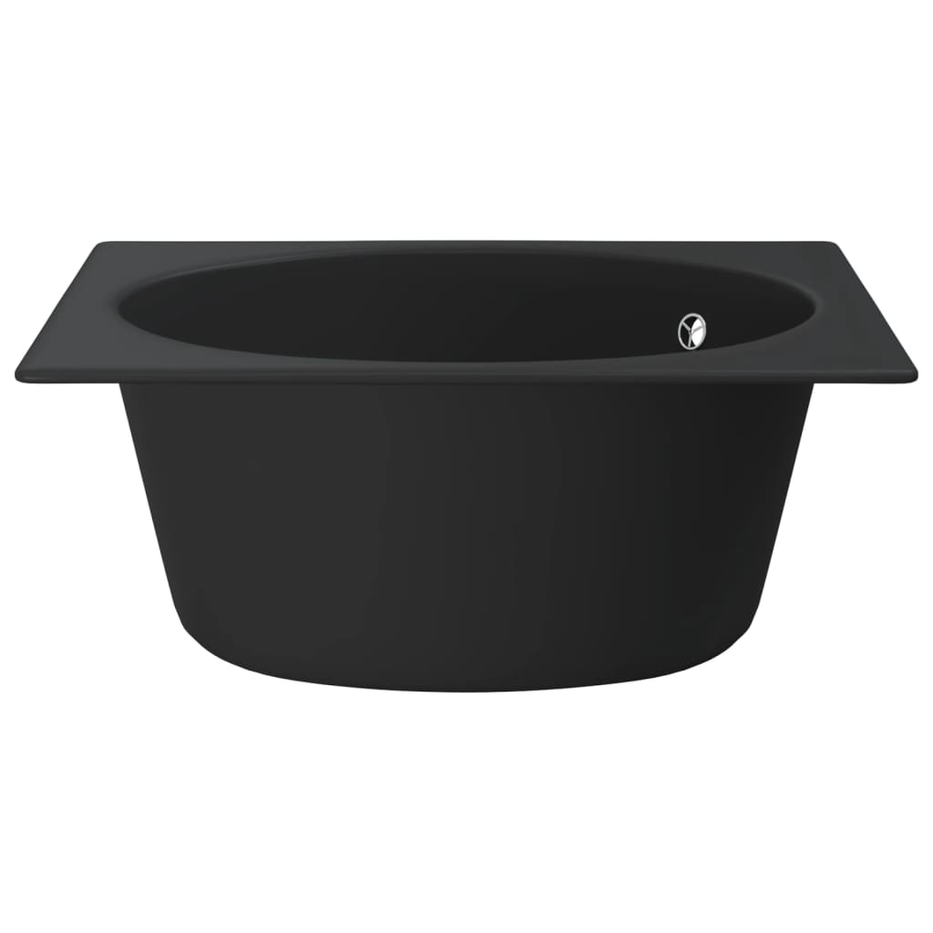 Kitchen sink with overflow, black, granite