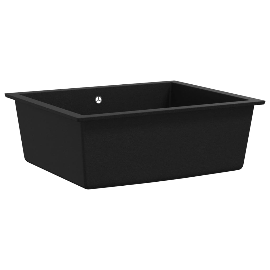 Kitchen sink with overflow, black, granite