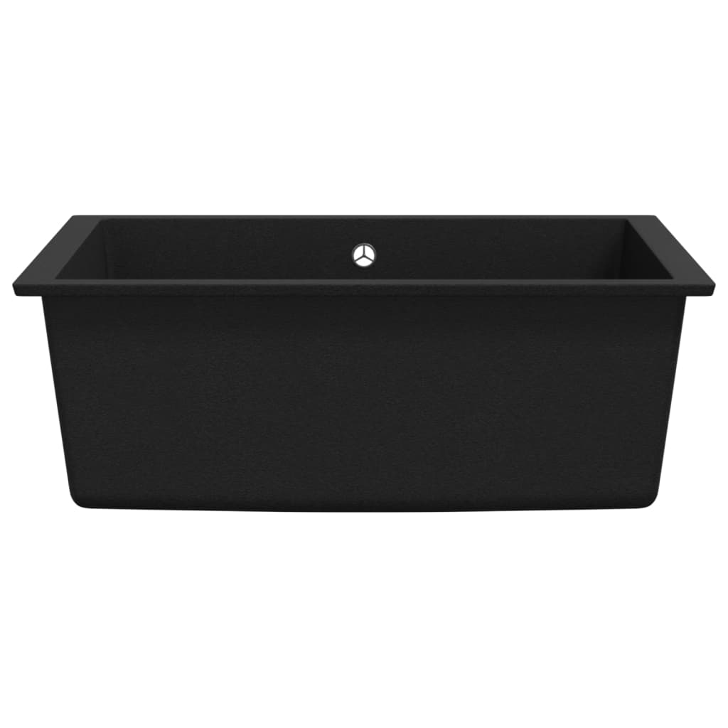 Kitchen sink with overflow, black, granite