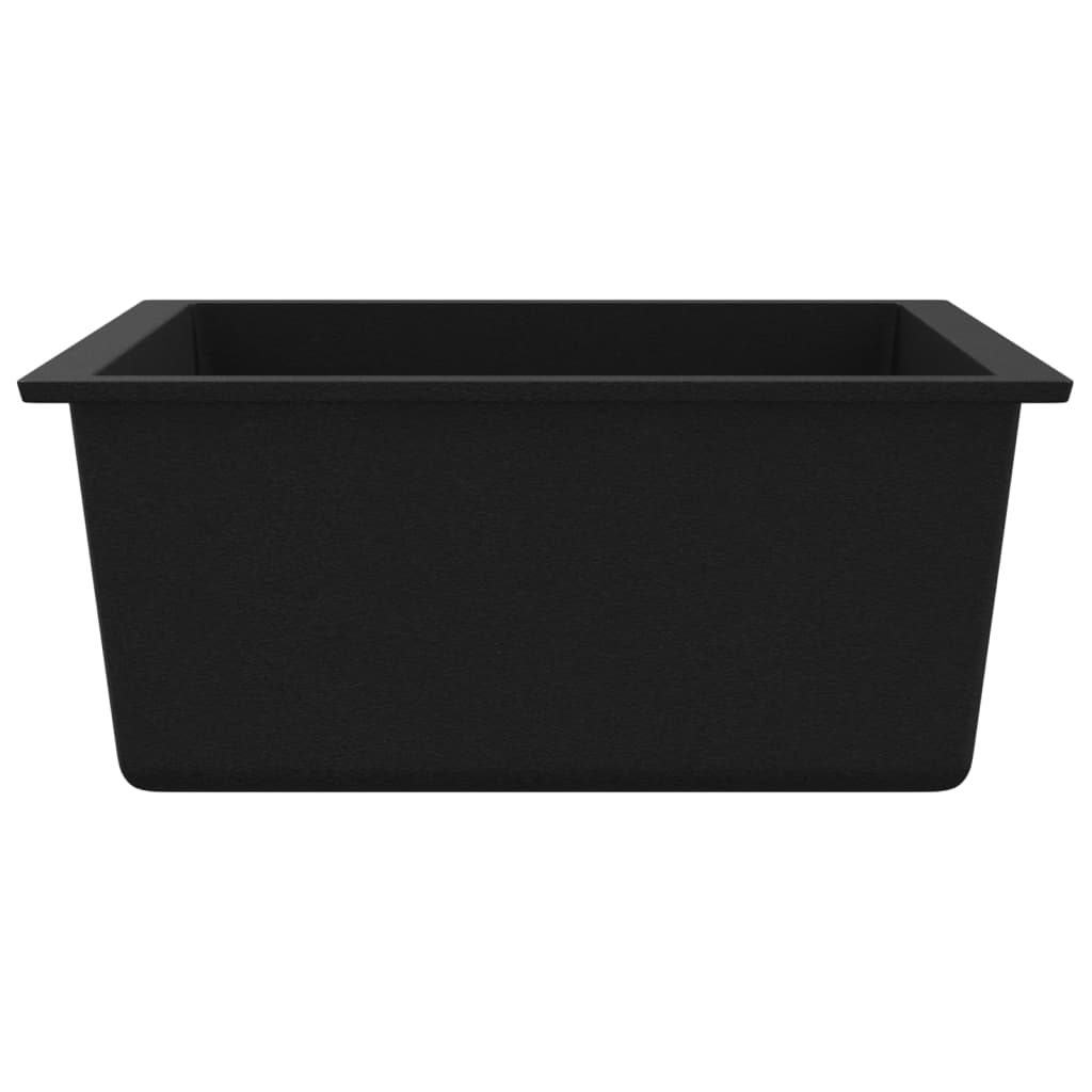 Kitchen sink with overflow, black, granite