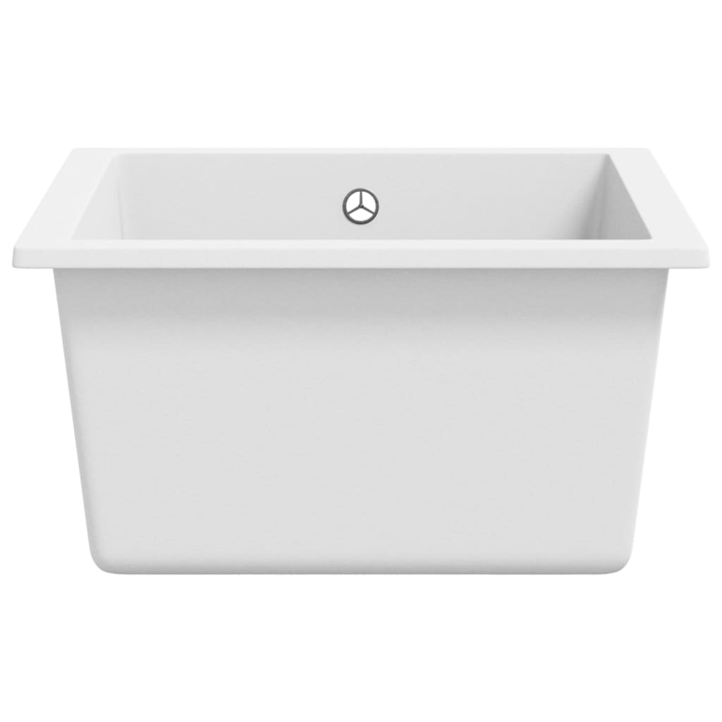 Kitchen sink with overflow, white, granite