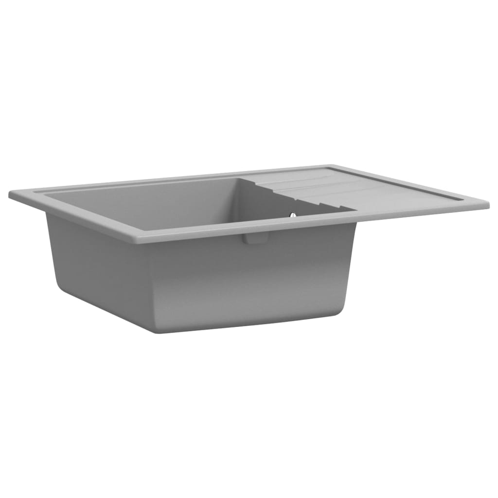 Kitchen sink with overflow hole, gray, oval, granite