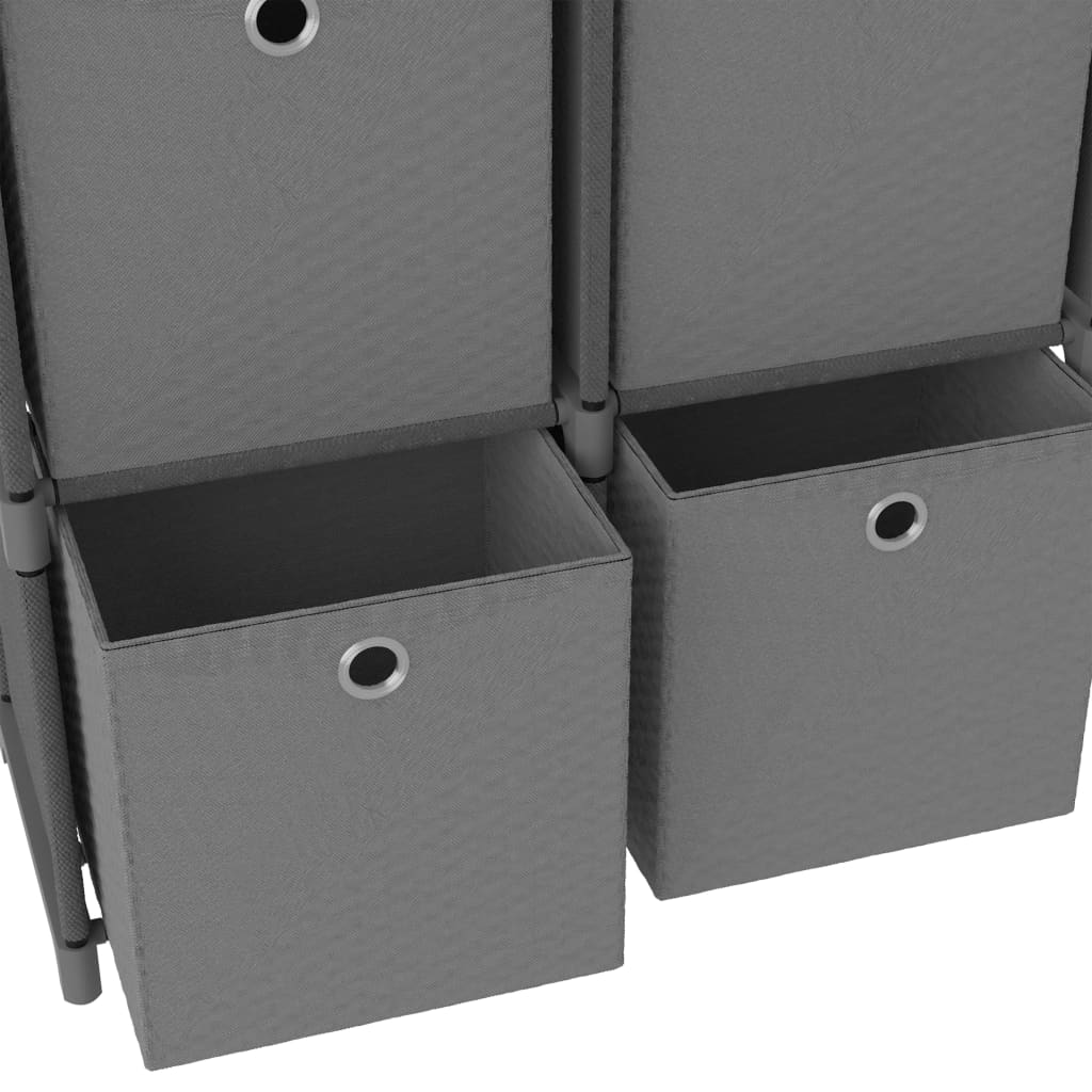 Shelf 4 cubes with boxes, gray, 69x30x72.5 cm, textile material