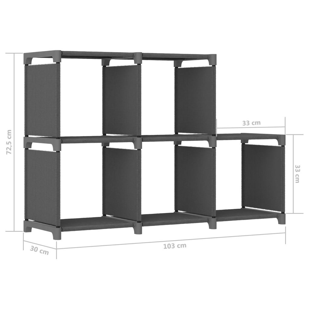 Display shelf, 5 cubes, gray, 103x30x72.5 cm, textile material