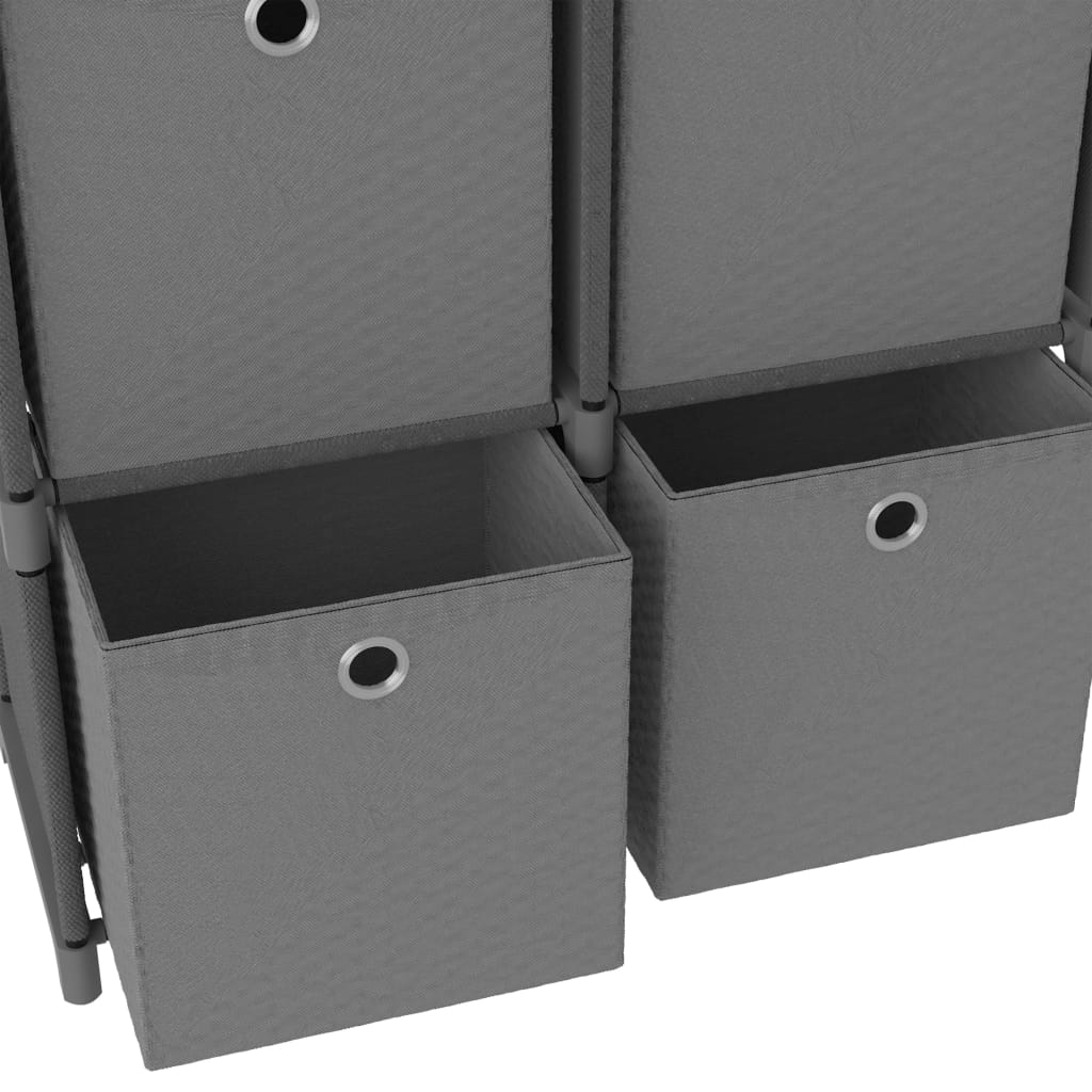 Shelf 5 cubes with boxes, gray, 103x30x72.5 cm, textile material