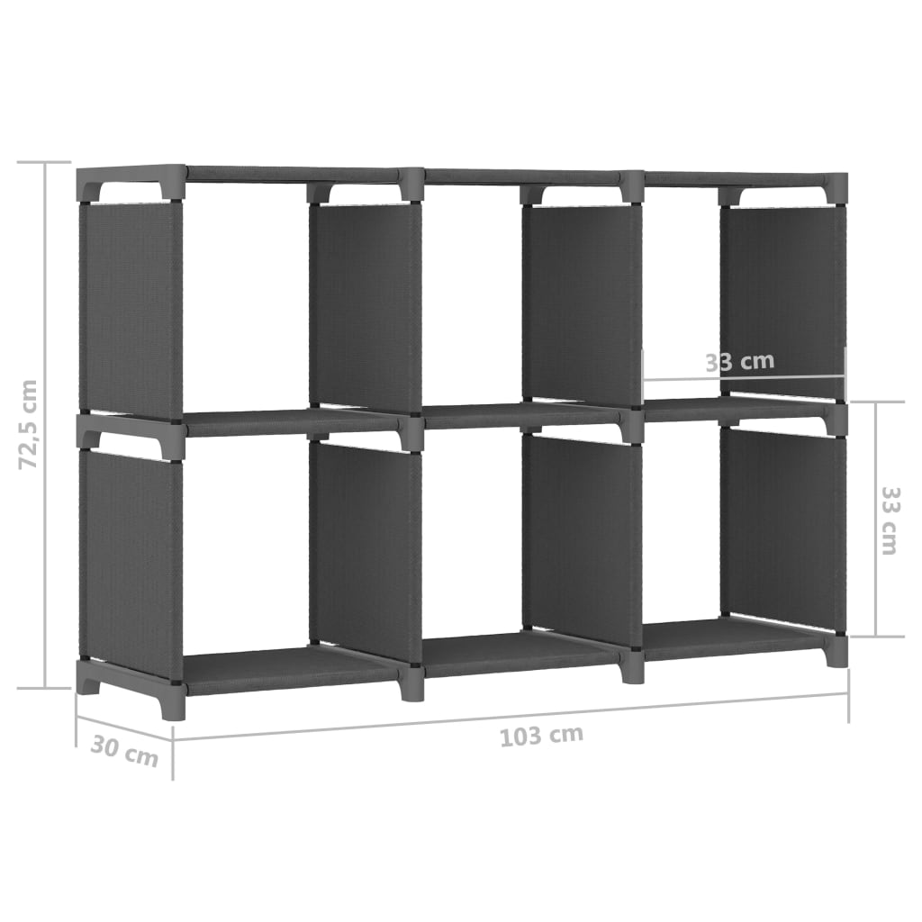 Display shelf 6 cubes gray 103x30x72.5 cm, textile material