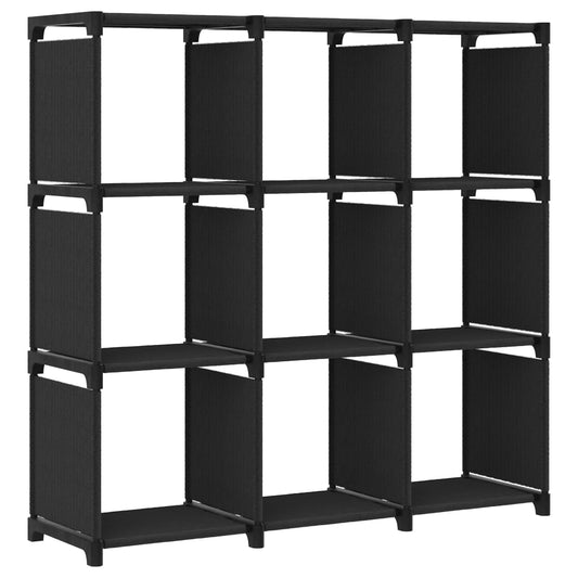 Display shelf 9 cubes black 103x30x107.5 cm, textile material