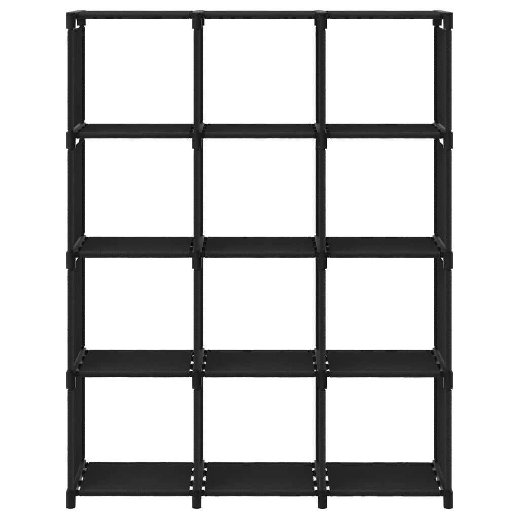 Display shelf, 12 cubes, black, 103x30x141 cm, textile material