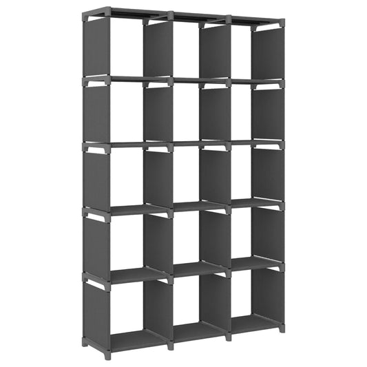 Display shelf, 15 cubes, gray, 103x30x175.5 cm, textile material