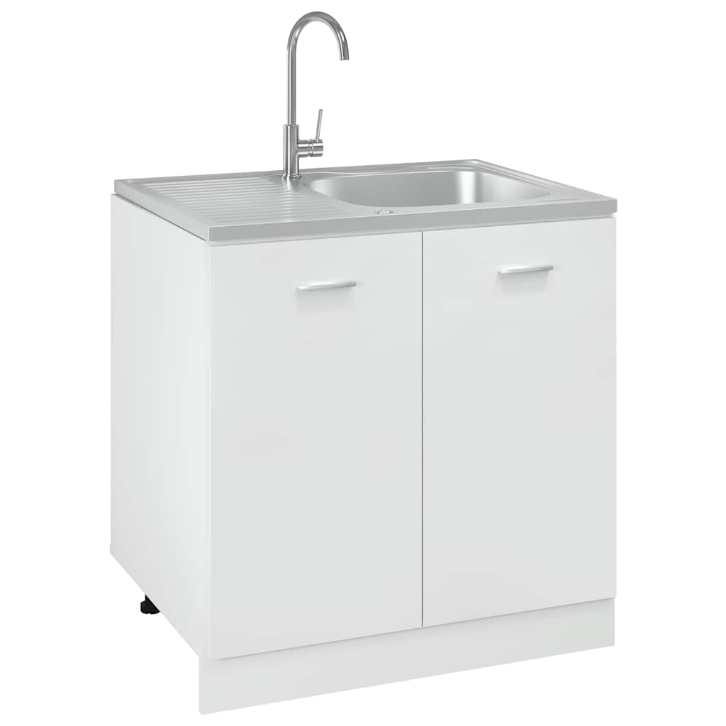 Kitchen sink with drainer, silver 800x600x155 mm steel