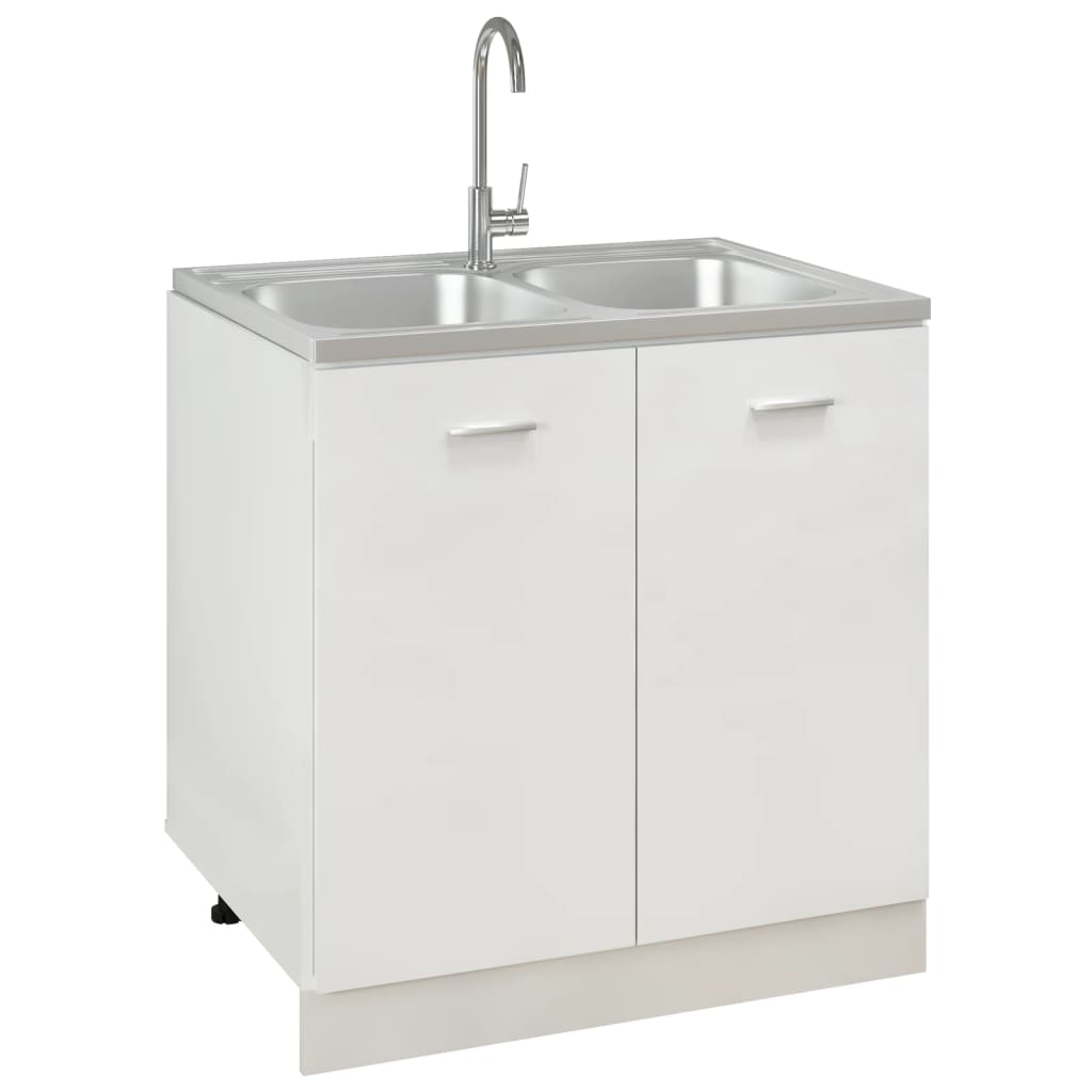 2-bowl kitchen sink, silver, 800x600x155 mm, steel