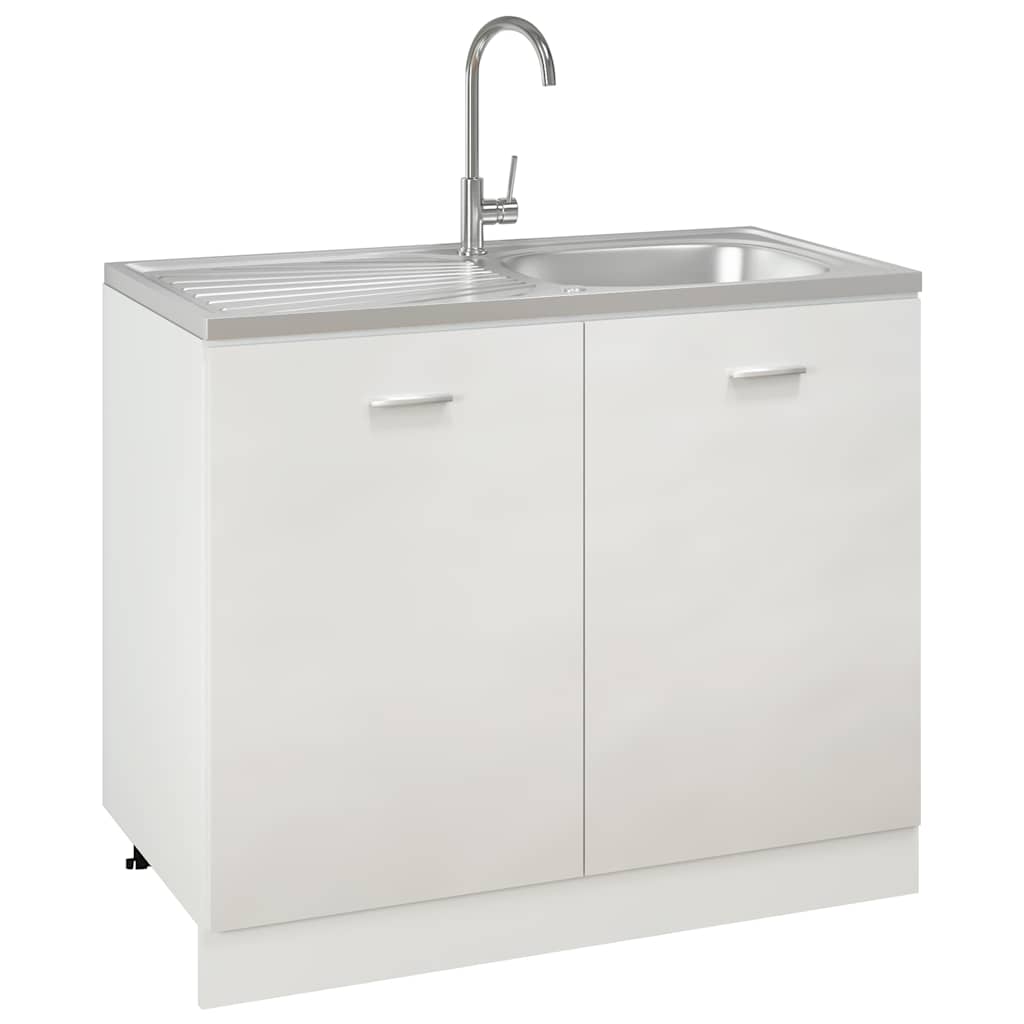 Kitchen sink with drainer, silver, 1000x500x155 mm steel