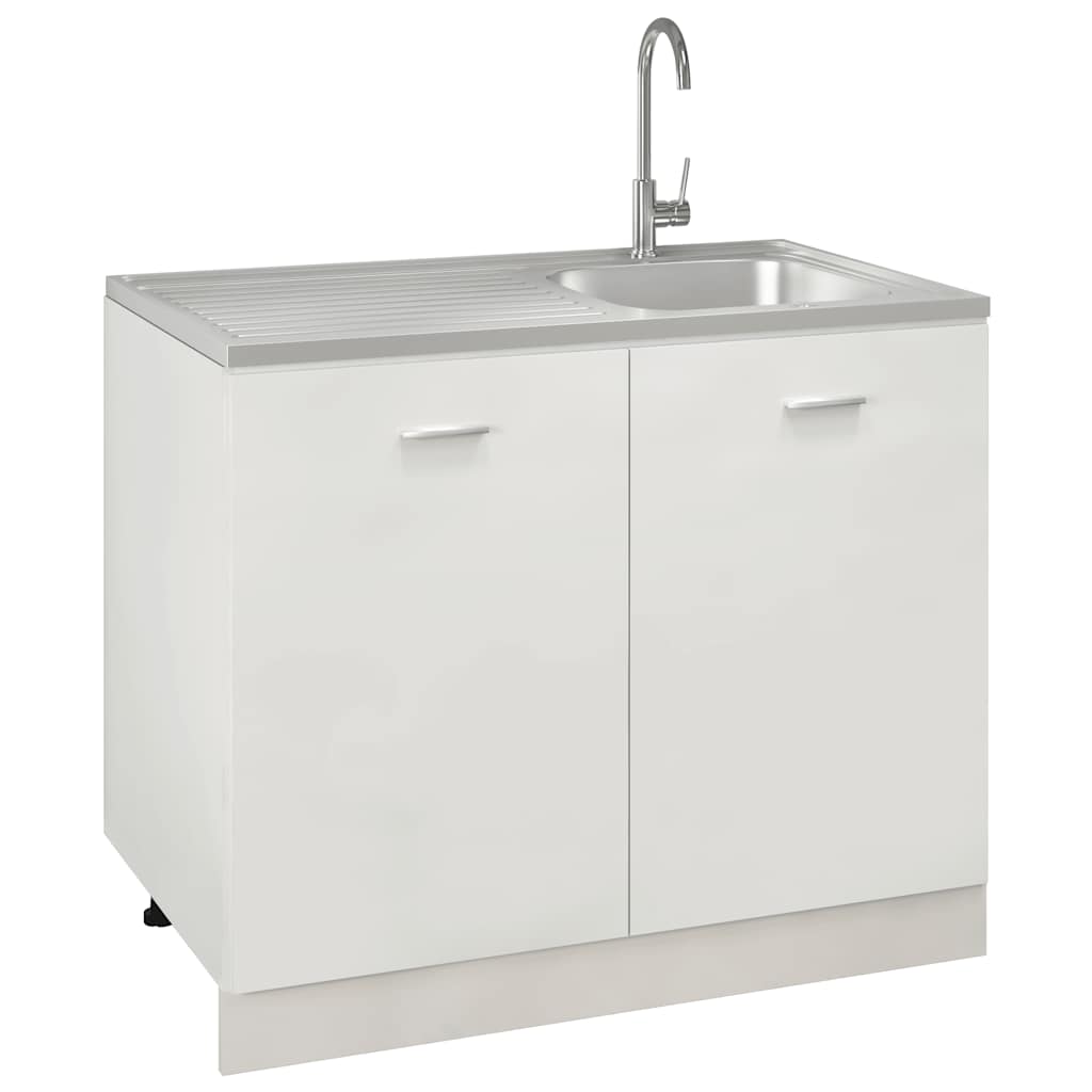 Kitchen sink with drainer, silver, 1000x600x155 mm steel