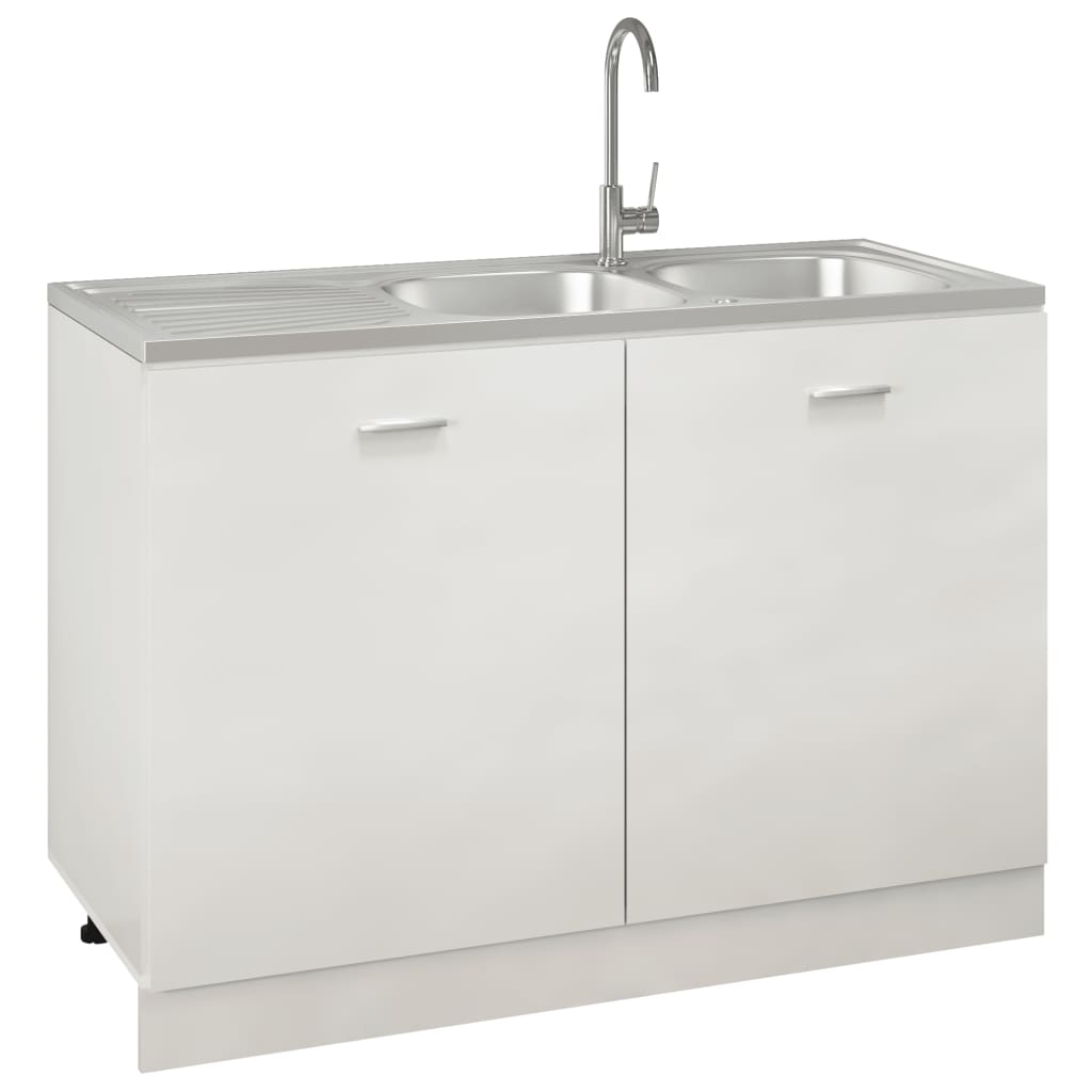 2-bowl kitchen sink, silver, 1200x500x155 mm, steel