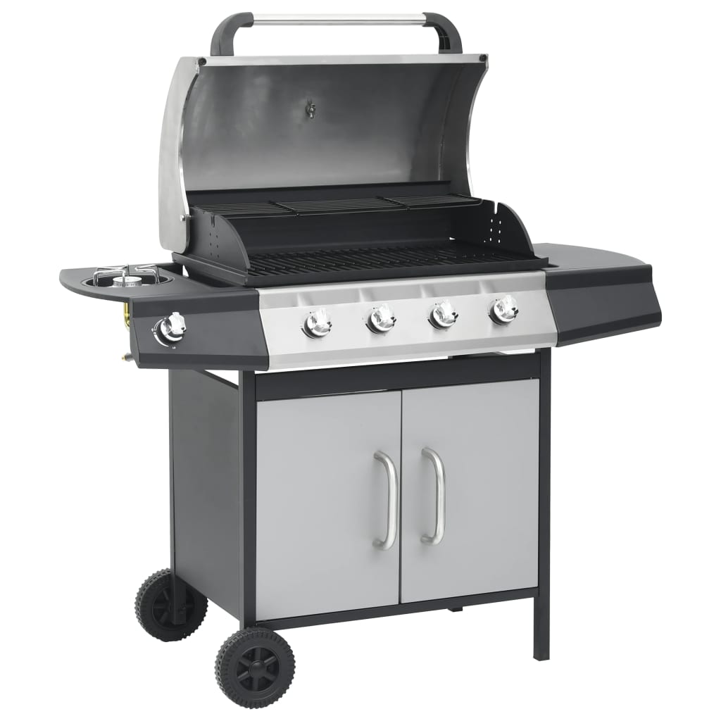 Gas grill 4+1 cooking zone black &amp; silver steel