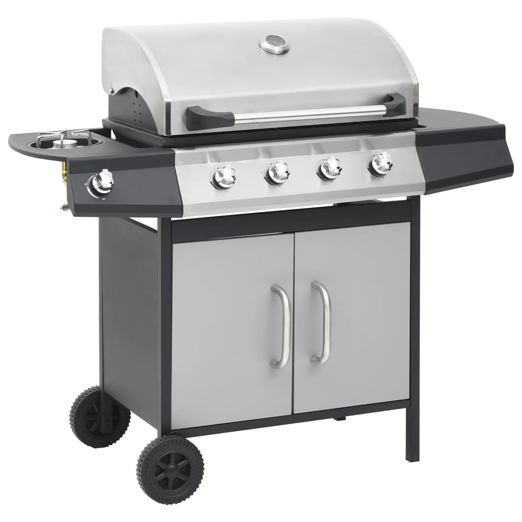 Gas grill 4+1 cooking zone black &amp; silver steel