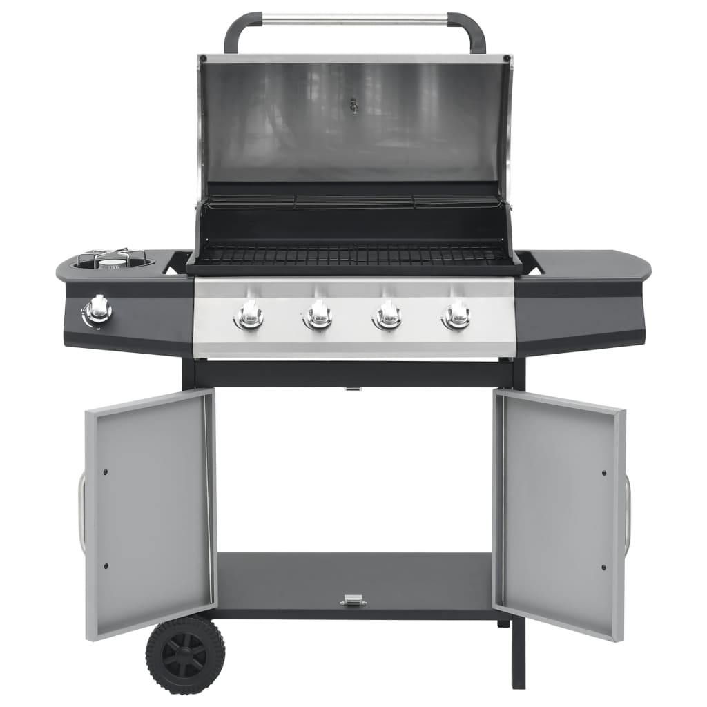 Gas grill 4+1 cooking zone black &amp; silver steel