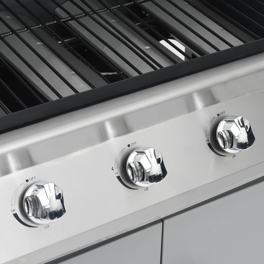 Gas grill 4+1 cooking zone black &amp; silver steel