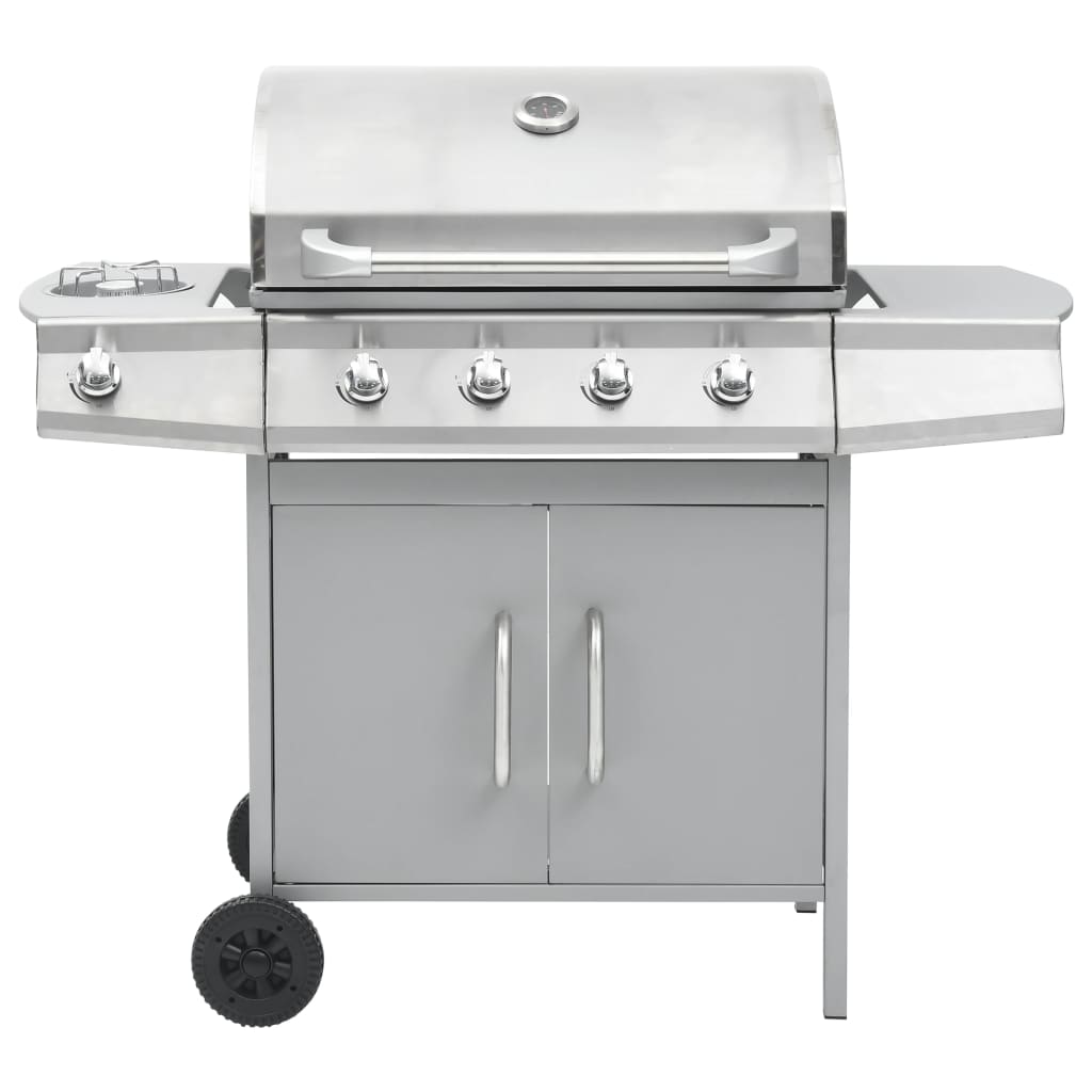 Gas grill, 4+1 cooking zone, silver, stainless steel