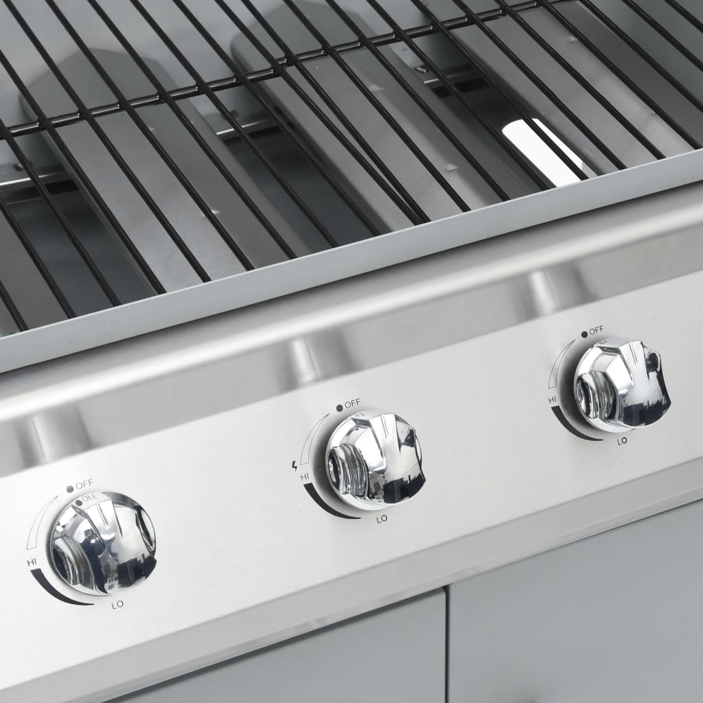 Gas grill, 4+1 cooking zone, silver, stainless steel