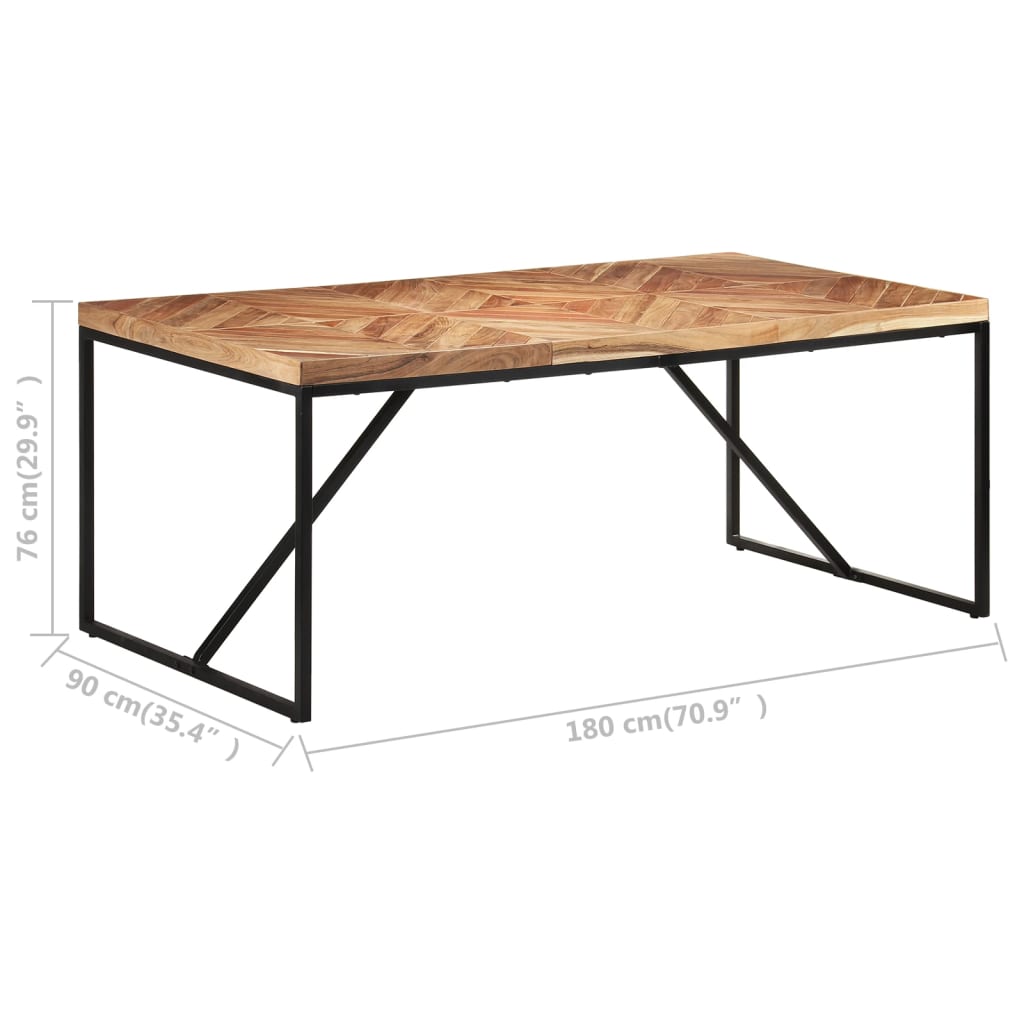 Kitchen table, 180 x 90 x 76 cm, solid acacia/mango wood