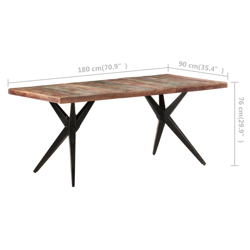 Kitchen table, 180x90x76 cm, solid recycled wood