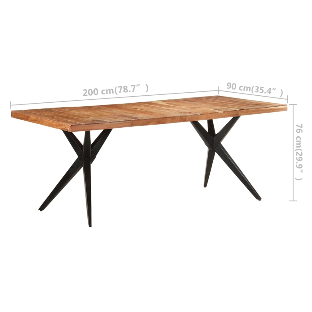 Kitchen table, 200x90x76 cm, solid acacia wood