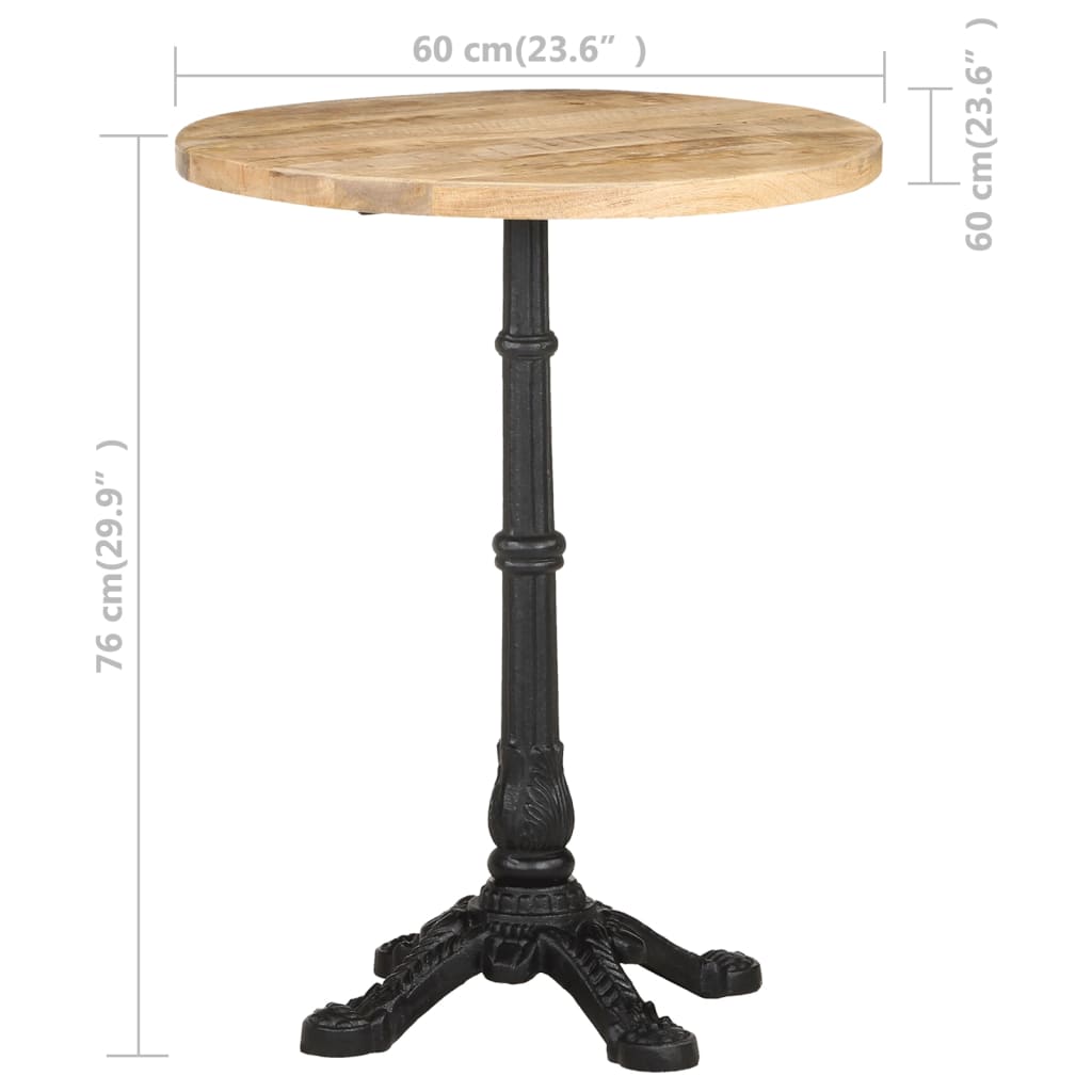 Bistro table, Ø60 x 76 cm, raw mango wood