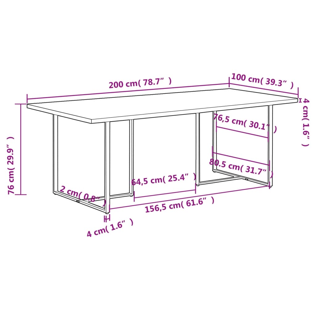 Masă de bucătărie, 200 cm, lemn masiv reciclat