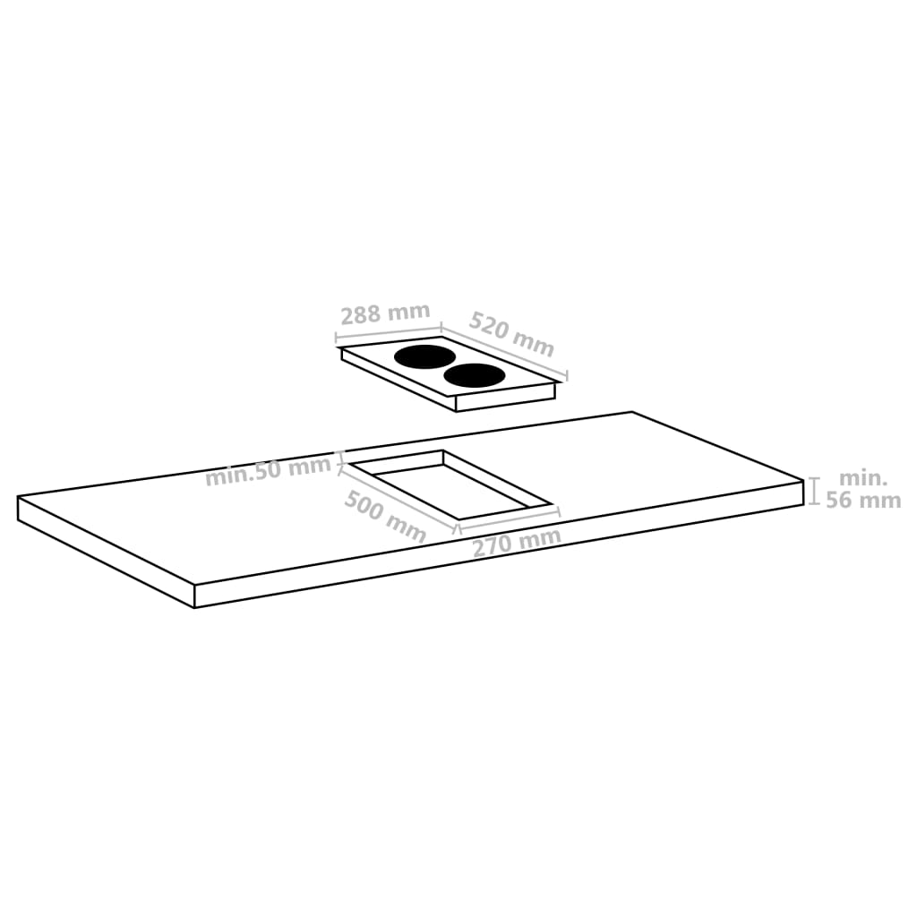 Induction hob with 2 Flexizone burners, touch control, 3500 W