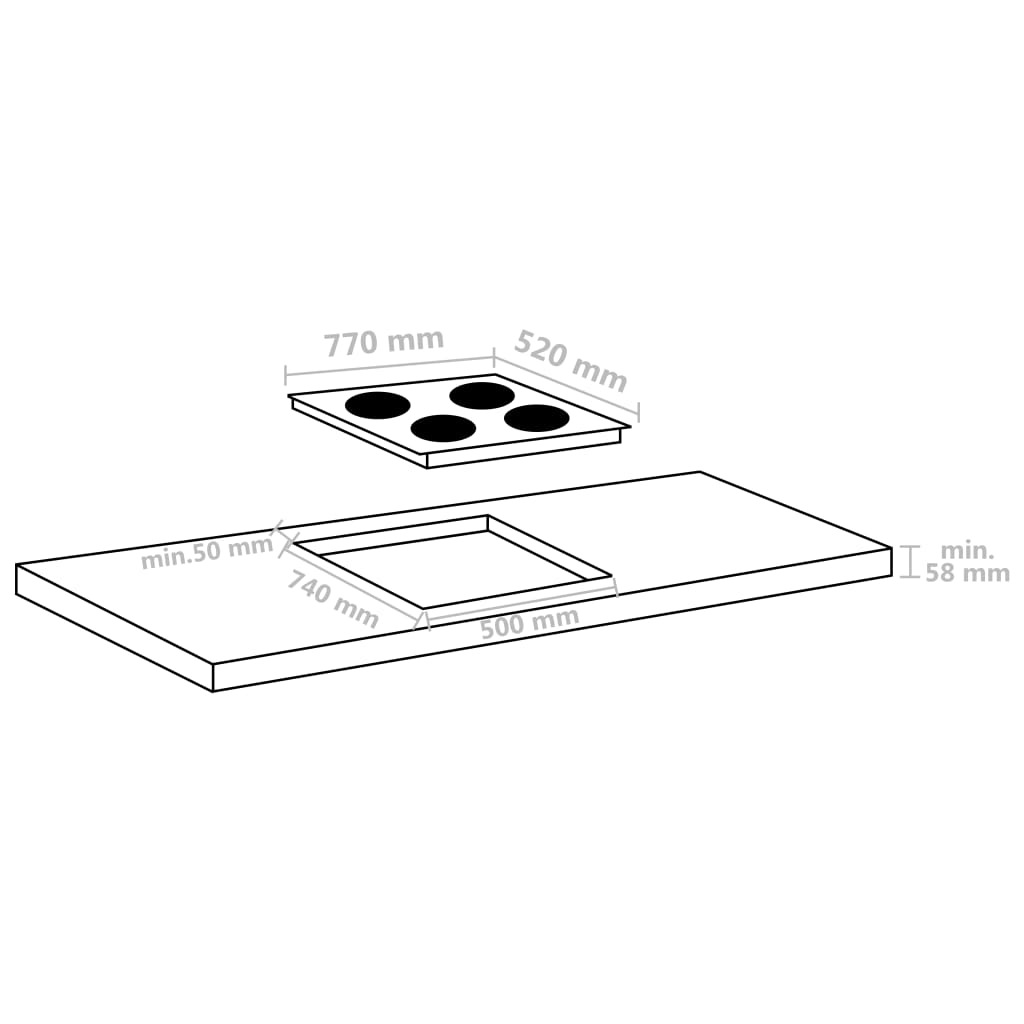 Induction hob 4 burners touch control, glass 77 cm 7000 W