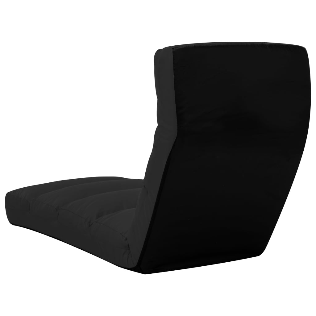 Folding floor chair, black, eco-leather