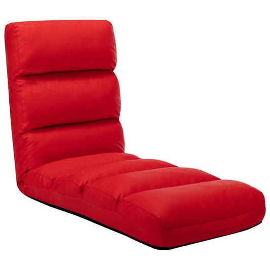 Folding floor chair, red, eco-leather