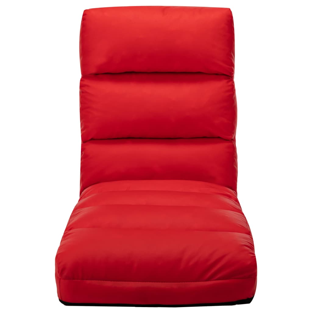 Folding floor chair, red, eco-leather