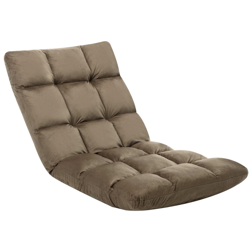 Foldable floor chair, taupe grey, microfiber