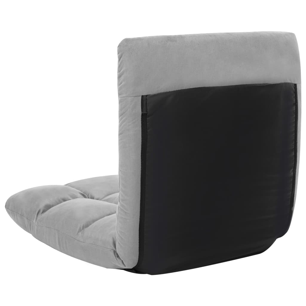 Foldable floor chair, light grey, microfiber