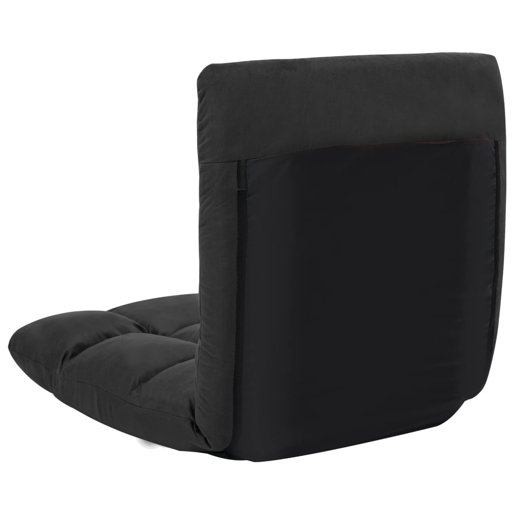 Folding floor chair, black, microfiber