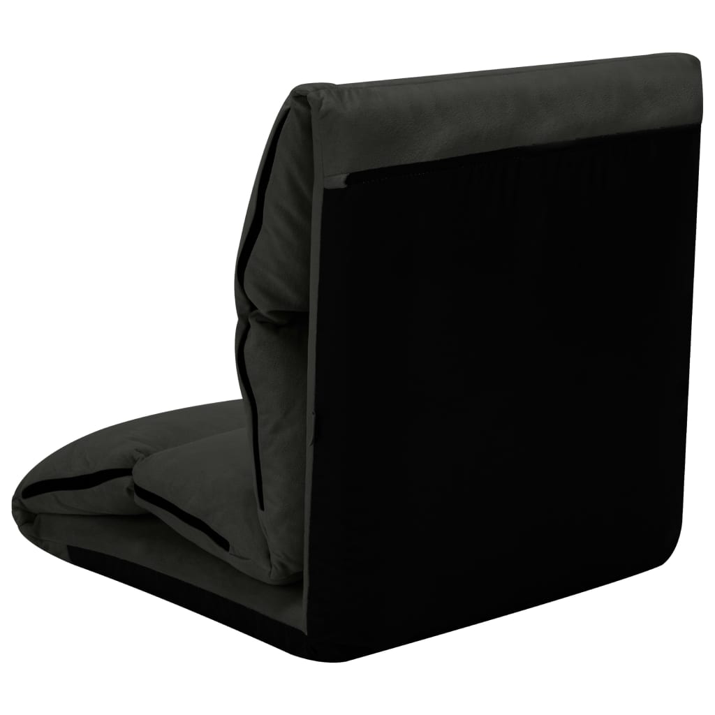 Folding floor chair, black, microfiber