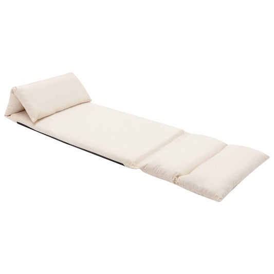 Foldable floor chair, cream, microfiber