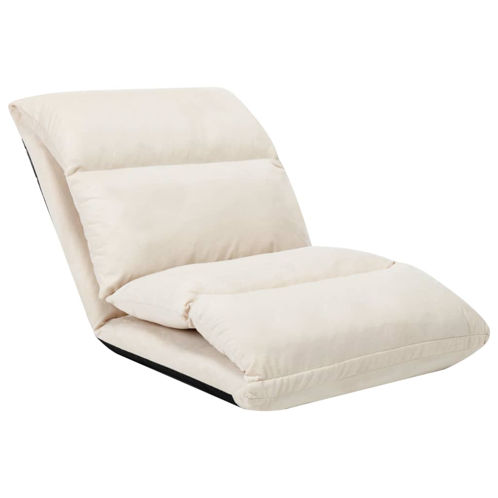 Foldable floor chair, cream, microfiber