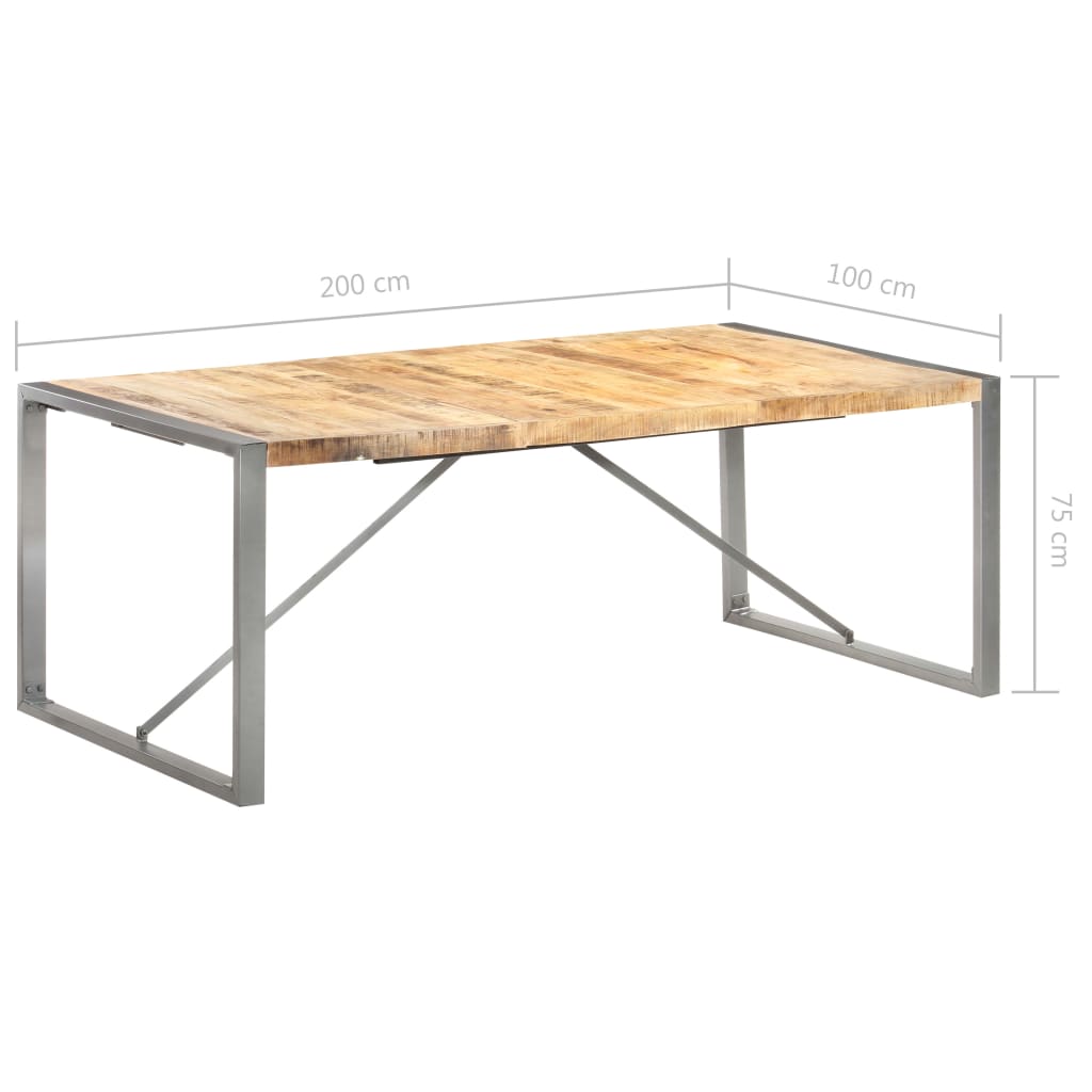 Kitchen table, 200x100x75 cm, solid mango wood, unfinished